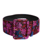 Dolce & Gabbana Multicolor Floral Jacquard Lurex Wide Waist Buckle Belt
