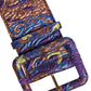 Dolce & Gabbana Multicolor Floral Jacquard Lurex Wide Waist Buckle Belt