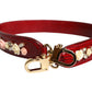Dolce & Gabbana Red Leather Floral Embellish Bag Shoulder Strap