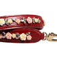 Dolce & Gabbana Red Leather Floral Embellish Bag Shoulder Strap