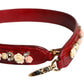Dolce & Gabbana Red Leather Floral Embellish Bag Shoulder Strap