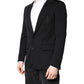 Dolce & Gabbana Black Wool Slim Fit Coat Blazer Jacket Suit