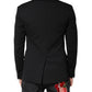 Dolce & Gabbana Black Wool Slim Fit Coat Blazer Jacket Suit