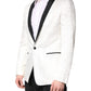 Dolce & Gabbana White Black Single Breasted Coat Blazer Suit