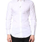 Dolce & Gabbana White Cotton Stretch GOLD Dress Formal Shirt