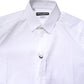 Dolce & Gabbana White Cotton Stretch GOLD Dress Formal Shirt
