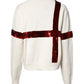 Dolce & Gabbana White Sequined Crew Neck Pullover Sweater