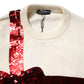Dolce & Gabbana White Sequined Crew Neck Pullover Sweater