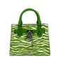 Michael Kors Hamilton Small Leather Zebra Print Satchel Crossbody Jungle Green