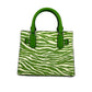 Michael Kors Hamilton Small Leather Zebra Print Satchel Crossbody Jungle Green