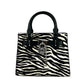 Michael Kors Hamilton Small Leather Zebra Print Satchel Crossbody Black/White