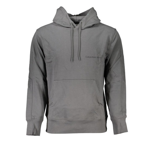 Calvin Klein Elegant Gray Hooded Sweatshirt Mens Sweater