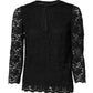 Dolce & Gabbana Black Lace STAFF Crew Neck Long Sleeves Top