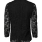 Dolce & Gabbana Black Lace STAFF Crew Neck Long Sleeves Top
