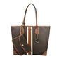 Michael Kors Eva Large Stripe Travel Tote Bag Plus Pouch Brown