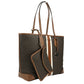 Michael Kors Eva Large Stripe Travel Tote Bag Plus Pouch Brown