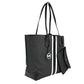 Michael Kors Eva Large Stripe Travel Tote Bag Plus Pouch Black