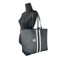 Michael Kors Eva Large Stripe Travel Tote Bag Plus Pouch Black