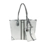 Michael Kors Eva Large Stripe Travel Tote Bag Plus Pouch White