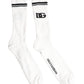 Dolce & Gabbana White Black DG Logo Print Stretch Mid Calf Socks