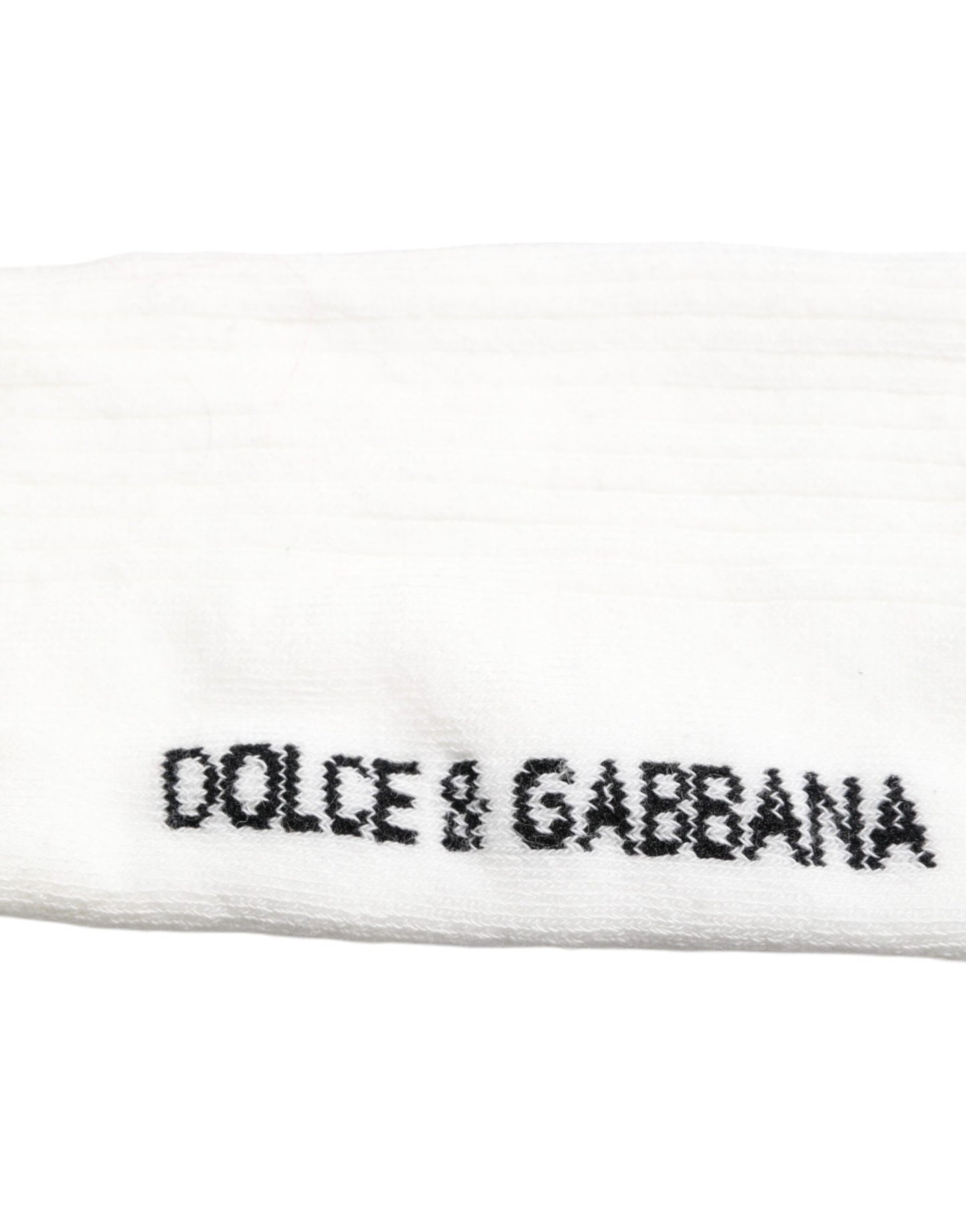 Dolce & Gabbana White Black DG Logo Print Stretch Mid Calf Socks