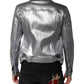Dolce & Gabbana Silver Cotton Button Down Denim Biker Jacket