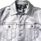 Dolce & Gabbana Silver Cotton Button Down Denim Biker Jacket