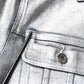 Dolce & Gabbana Silver Cotton Button Down Denim Biker Jacket