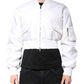 Dolce & Gabbana White Nylon Full Zip Cropped Bomber Jacket