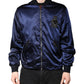 Dolce & Gabbana Blue Nylon DG Crown Full Zip Bomber Jacket