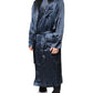 Dolce & Gabbana Blue Solid Silk Men Wrap Robe Coat Jacket
