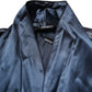 Dolce & Gabbana Blue Solid Silk Men Wrap Robe Coat Jacket