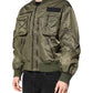 Dolce & Gabbana Green Nylon Full Zip Men Bomber Jacket