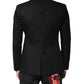 Dolce & Gabbana Black Cotton Single Breasted Men Coat Blazer
