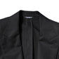Dolce & Gabbana Black Cotton Single Breasted Men Coat Blazer