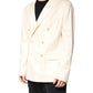 Dolce & Gabbana Beige Cashmere Double Breasted Coat Blazer