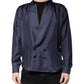 Dolce & Gabbana Dark Blue Silk Double Breasted Shirt