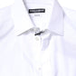 Dolce & Gabbana White Cotton GOLD Dress Formal Collared Shirt