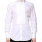 Dolce & Gabbana White GOLD Cotton Poplin Bib Men Dress Shirt