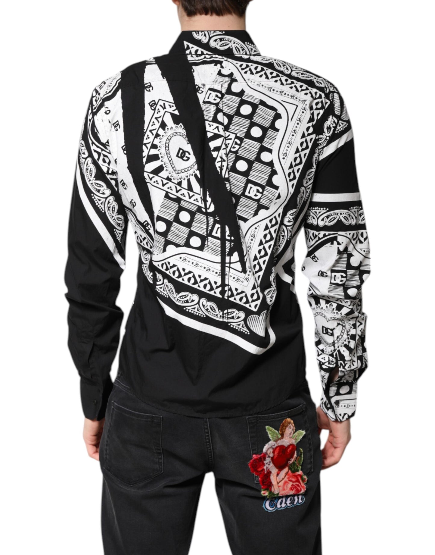 Dolce & Gabbana Black White Bandana MARTINI Casual Shirt