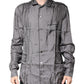 Dolce & Gabbana Gray Polka Dot Silk Long Sleeve Shirt