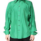 Dolce & Gabbana Green Silk Satin Long Sleeves Casual Shirt