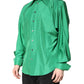 Dolce & Gabbana Green Silk Satin Long Sleeves Casual Shirt