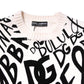 Dolce & Gabbana White Black Logo Print Women Pullover Sweater