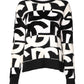 Dolce & Gabbana White Black Logo Print Women Pullover Sweater