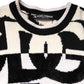 Dolce & Gabbana White Black Logo Print Women Pullover Sweater