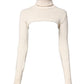 Dolce & Gabbana Ivory Cashmere Turtleneck Cropped Top Sweater