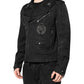 Dolce & Gabbana Black Brocade Cotton Full Zip Biker Jacket