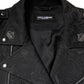 Dolce & Gabbana Black Brocade Cotton Full Zip Biker Jacket