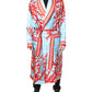 Dolce & Gabbana Blue Red Coral Print Wrap Robe Coat Jacket